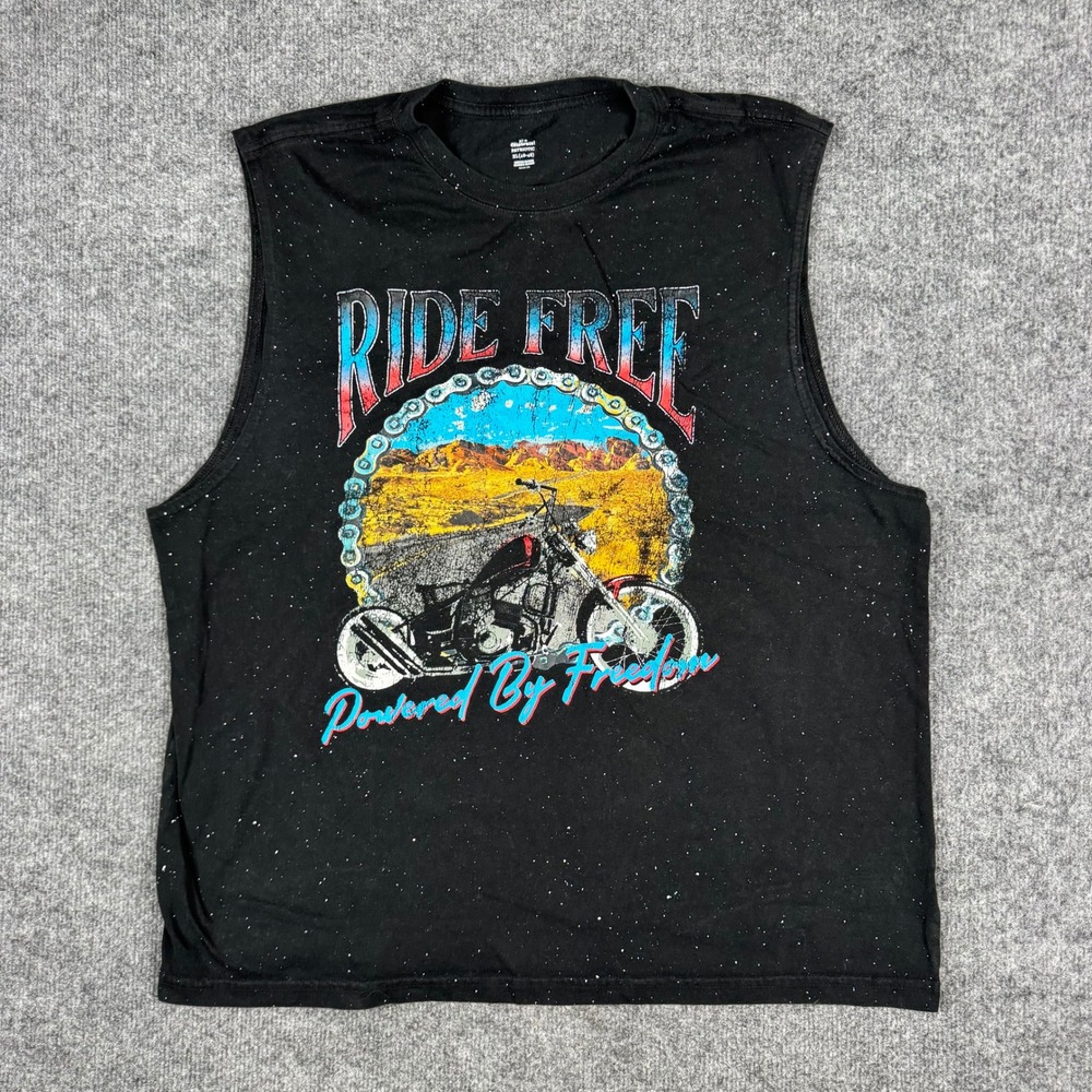 Celebrate! Muscle Tee Mens XL Ride Free Motorcycle Graphic Sleeveless Shirt